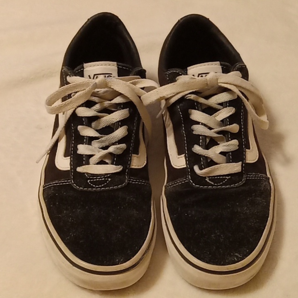 Vans Black and White Suede Womens Sneakers, Size 7.5